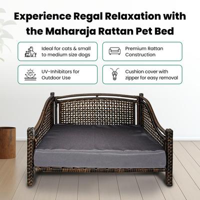 Show full view: Iconic Pet Maharaja Rattan Sofa Cat & Dog Bed with Removable Cover, Caramel & Mocha slide 7 of 10