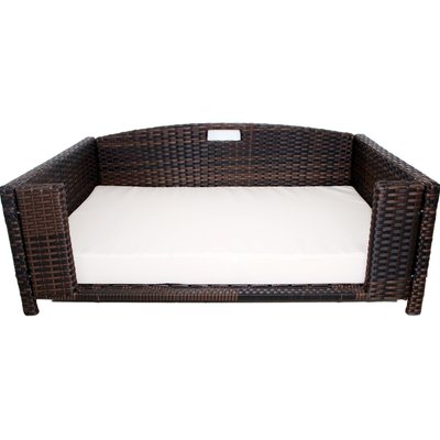 Iconic Pet Iconic Pet Rattan Rectangular Sofa Cat & Dog Bed with Removable Cover, Espresso, Large