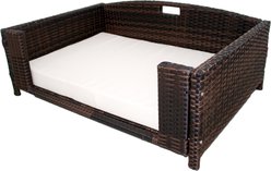 Iconic Pet Rattan Rectangular Sofa Cat & Dog Bed with Removable Cover, Espresso, Large slide 2 of 6
