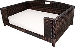 Iconic Pet Rattan Rectangular Sofa Cat & Dog Bed with Removable Cover, Espresso, Medium slide 2 of 8