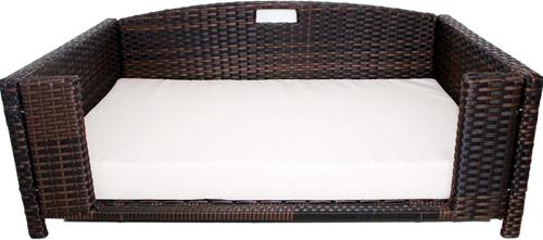 Show full view: Iconic Pet Rattan Rectangular Sofa Cat & Dog Bed with Removable Cover, Espresso, Small slide 3 of 8