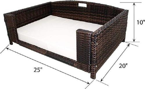 Show full view: Iconic Pet Rattan Rectangular Sofa Cat & Dog Bed with Removable Cover, Espresso, Small slide 8 of 8
