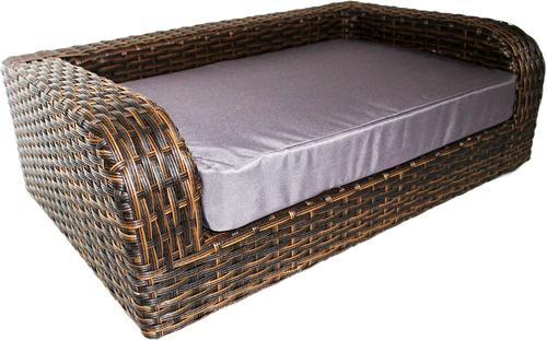 Show full view: Iconic Pet Rattan Sofa Cat & Dog Bed with Removable Cover, Caramel & Mocha slide 3 of 11