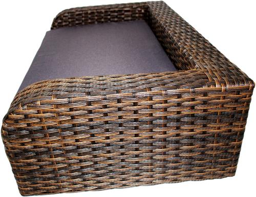 Show full view: Iconic Pet Rattan Sofa Cat & Dog Bed with Removable Cover, Caramel & Mocha slide 4 of 11