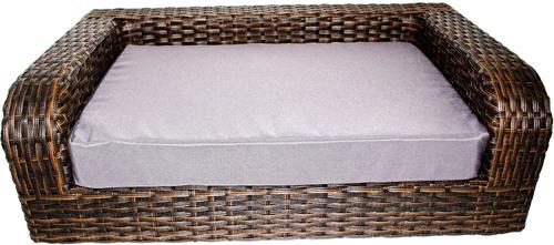 Show full view: Iconic Pet Rattan Sofa Cat & Dog Bed with Removable Cover, Caramel & Mocha slide 5 of 11