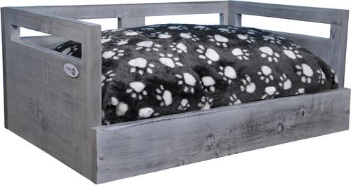 Show full view: Iconic Pet Sassy Paws Wooden Sofa Cat & Dog Bed with Removable Cover, Antique Gray, Small slide 3 of 11