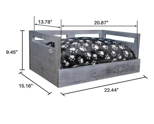 Show full view: Iconic Pet Sassy Paws Wooden Sofa Cat & Dog Bed with Removable Cover, Antique Gray, Small slide 5 of 11