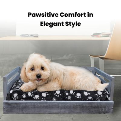 Show full view: Iconic Pet Sassy Paws Wooden Sofa Cat & Dog Bed with Removable Cover, Antique Gray, Small slide 7 of 11