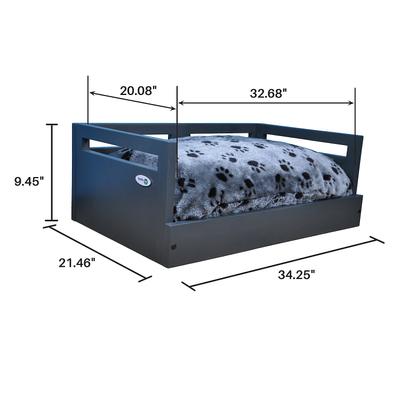 Show full view: Iconic Pet Sassy Paws Wooden Sofa Cat & Dog Bed with Removable Cover, Black, Large slide 4 of 10