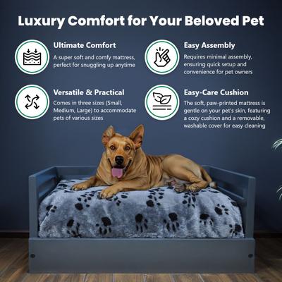 Show full view: Iconic Pet Sassy Paws Wooden Sofa Cat & Dog Bed with Removable Cover, Black, Large slide 5 of 10