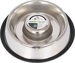 Iconic Pet Slow Feed Stainless Steel Dog & Cat Bowl, 2 count, Medium slide 2 of 9
