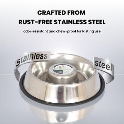 Show full view: Iconic Pet Slow Feed Stainless Steel Dog & Cat Bowl, 2 count, Small slide 7 of 10