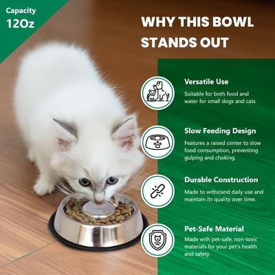 Show full view: Iconic Pet Slow Feed Stainless Steel Dog & Cat Bowl, 2 count, Small slide 5 of 10
