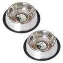 Iconic Pet Stainless Steel Non-Skid Dog & Cat Bowl, 2 count, 2-cup