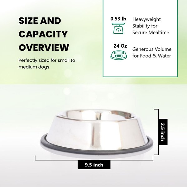Iconic Pet Anti-Ant Stainless Steel Non-Skid Dog & Cat Bowl