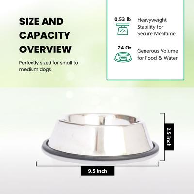 Show full view: Iconic Pet Stainless Steel Non-Skid Dog & Cat Bowl, 2 count, 3-cup slide 9 of 10
