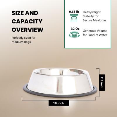 Show full view: Iconic Pet Stainless Steel Non-Skid Dog & Cat Bowl, 2 count, 4-cup slide 9 of 10