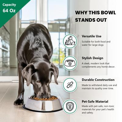 Show full view: Iconic Pet Stainless Steel Non-Skid Dog & Cat Bowl, 2 count, 8-cup slide 4 of 10