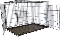 Iconic Pet Sturdy Foldable Double Door Dog & Cat Crate, 24-in