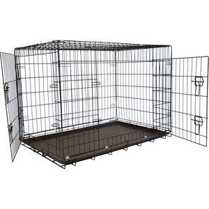 Iconic Pet Sturdy Foldable Double Door Dog & Cat Crate, 24-in