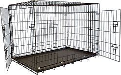 Iconic Pet Sturdy Foldable Double Door Dog & Cat Crate, 48-in