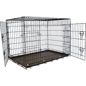 Iconic Pet Sturdy Foldable Double Door Dog & Cat Crate, 48-in