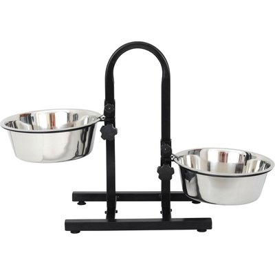 Iconic Pet Iconic Pet U Design Adjustable Stainless Steel Pet Double Dog Bowl, 12-cup