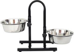 Iconic Pet U Design Adjustable Stainless Steel Pet Double Dog Bowl, 8-cup