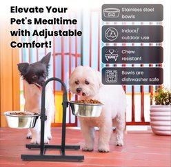 Iconic Pet U Design Adjustable Stainless Steel Pet Double Dog Bowl, 8-cup slide 2 of 5