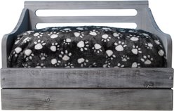 Iconic Pet Wooden Feeder Dog Bed, Antique Gray, Medium