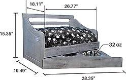 Iconic Pet Wooden Feeder Dog Bed, Antique Gray, Medium slide 2 of 7