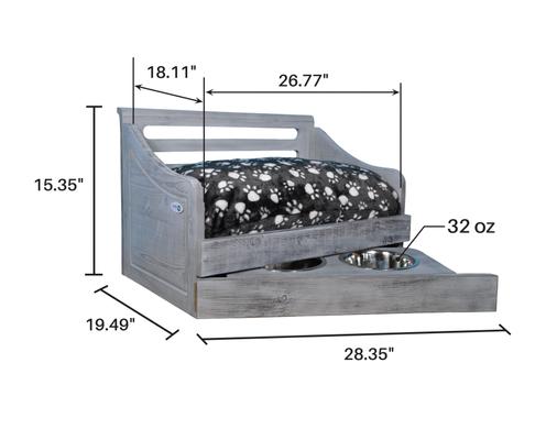 Show full view: Iconic Pet Wooden Feeder Dog Bed, Antique Gray, Medium slide 6 of 7