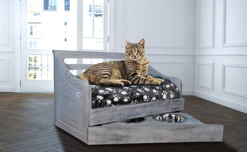 Show full view: Iconic Pet Wooden Feeder Dog Bed, Antique Gray, Medium slide 3 of 7