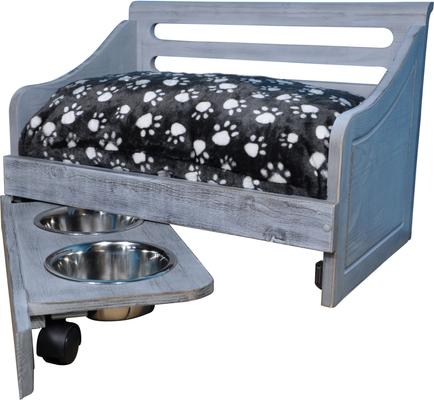Show full view: Iconic Pet Wooden Feeder Dog Bed, Antique Gray, Medium slide 4 of 7