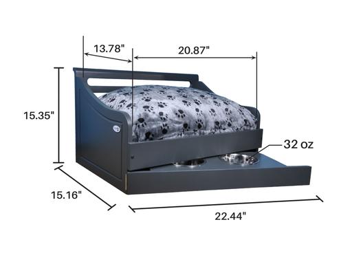 Show full view: Iconic Pet Wooden Feeder Dog Bed, Charcoal Gray, Medium slide 7 of 7