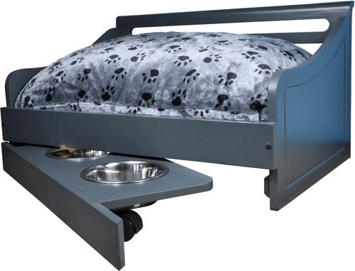 Show full view: Iconic Pet Wooden Feeder Dog Bed, Charcoal Gray, Medium slide 5 of 7
