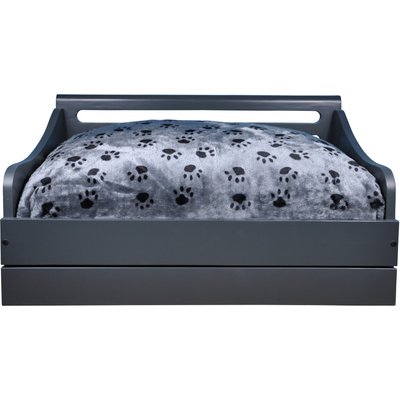 Iconic Pet Iconic Pet Wooden Feeder Dog Bed, Charcoal Gray, Small