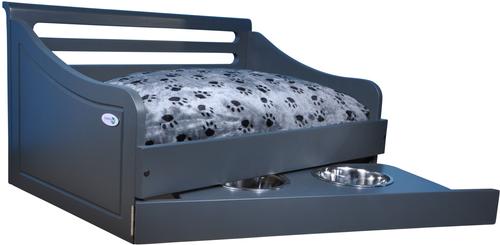 Show full view: Iconic Pet Wooden Feeder Dog Bed, Charcoal Gray, Small slide 3 of 8