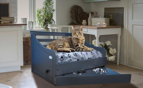 Show full view: Iconic Pet Wooden Feeder Dog Bed, Charcoal Gray, Small slide 4 of 8