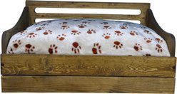 Iconic Pet Wooden Feeder Dog Bed, Rustic Brown, Small