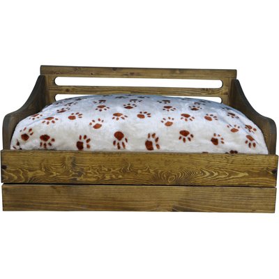 Iconic Pet Iconic Pet Wooden Feeder Dog Bed, Rustic Brown, Small