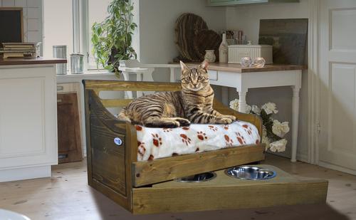 Show full view: Iconic Pet Wooden Feeder Dog Bed, Rustic Brown, Small slide 4 of 8