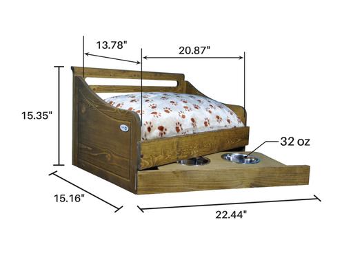Show full view: Iconic Pet Wooden Feeder Dog Bed, Rustic Brown, Small slide 8 of 8