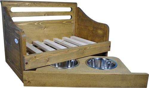 Show full view: Iconic Pet Wooden Feeder Dog Bed, Rustic Brown, Small slide 7 of 8