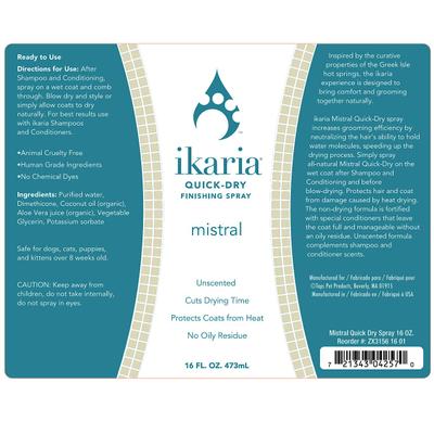 Show full view: Ikaria Mistral Unscented Quick-Dry Finishing Dog & Cat Spray, 16-fl oz bottle slide 3 of 3