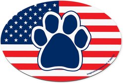 Imagine This Company American Flag Paw Print Magnet, Oval Shape