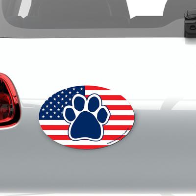 Show full view: Imagine This Company American Flag Paw Print Magnet, Oval Shape slide 3 of 5