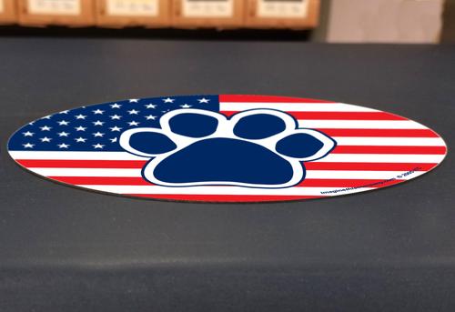 Show full view: Imagine This Company American Flag Paw Print Magnet, Oval Shape slide 4 of 5