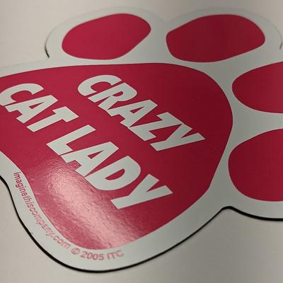 Show full view: Imagine This Company "Crazy Cat Lady" Magnet, Paw Shape, Pink slide 4 of 4