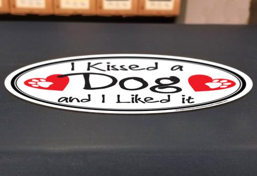Show full view: Imagine This Company "I Kissed a Dog" Magnet, Oval Shape slide 4 of 4